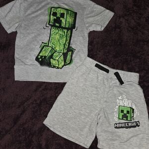 Boys Minecraft Creeper Kids' Gray and Green Outfit